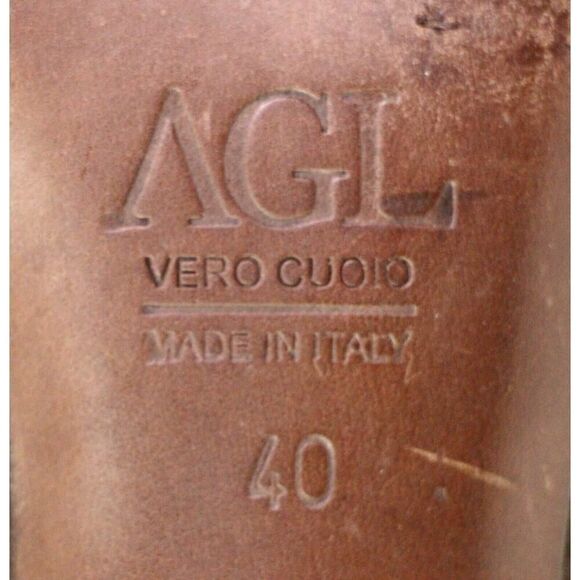 AGL Italy BROWN REAL LEATHER SUEDE LOW HEEL POINTED PUMP WOMEN'S SHOES Size 40 - Picture 9 of 10